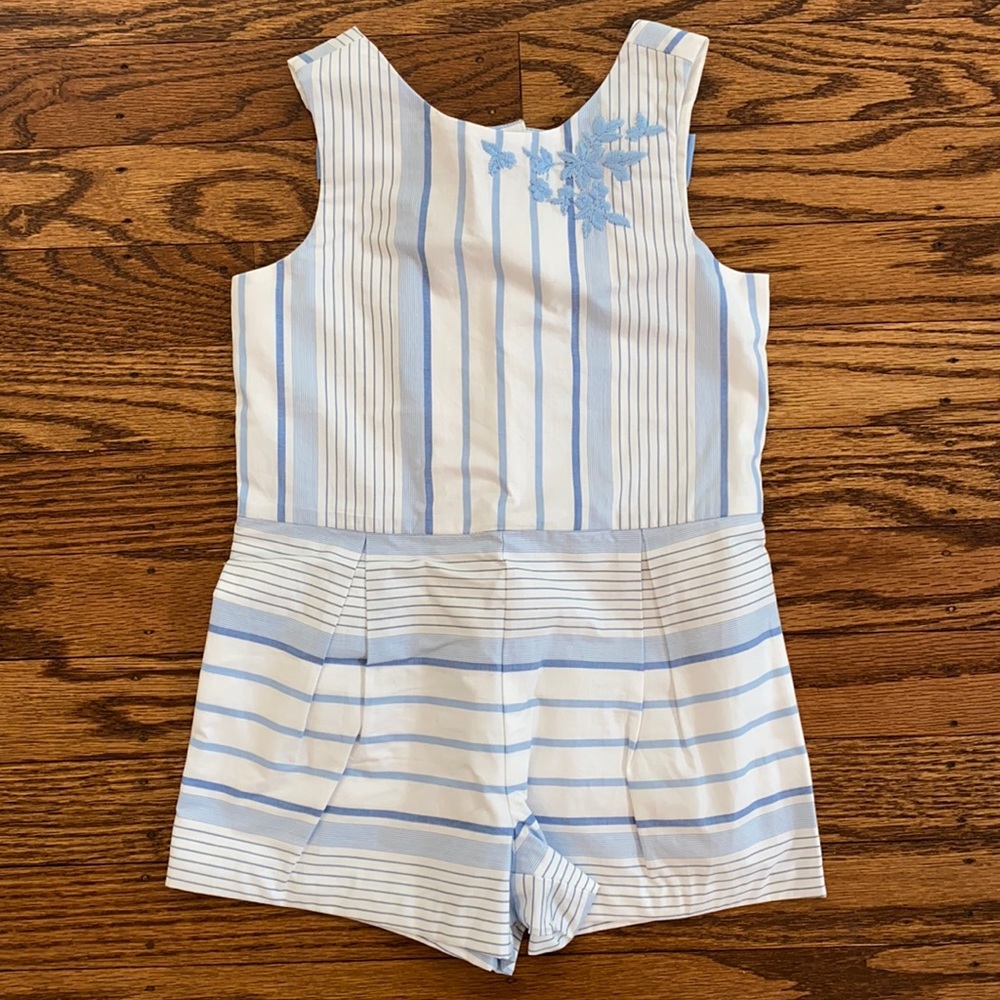 NWT Janie & Jack Blue Cotton Romper with Bows
